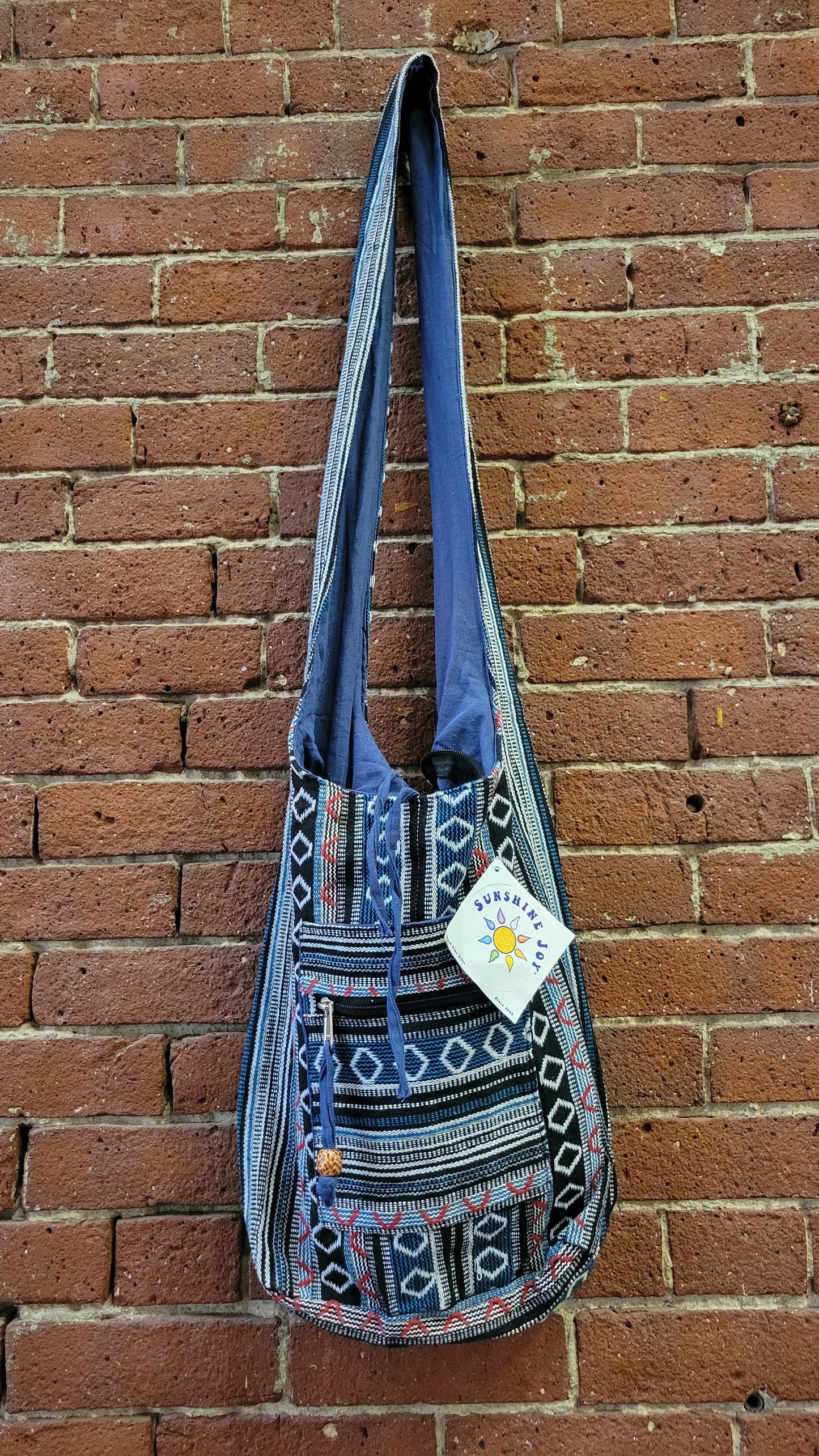 Woven Zip Top Hobo Shoulder Bag *Blue*