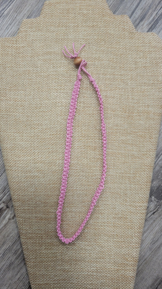 15 Inch Hemp Necklace/Choker *Pink*