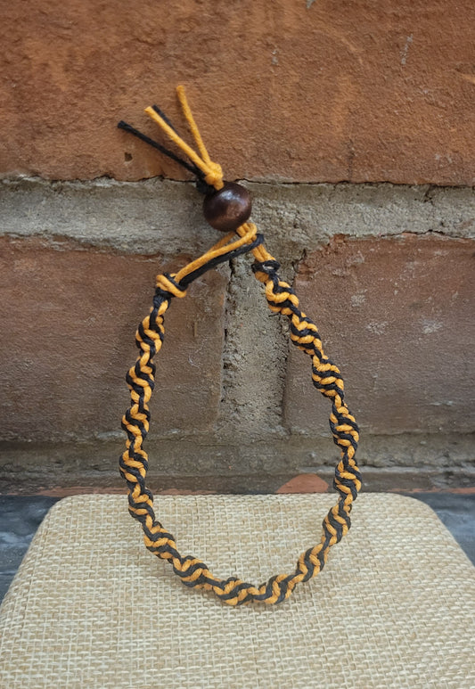 7 Inch Hemp Bracelet *Gold/Orange and Black*