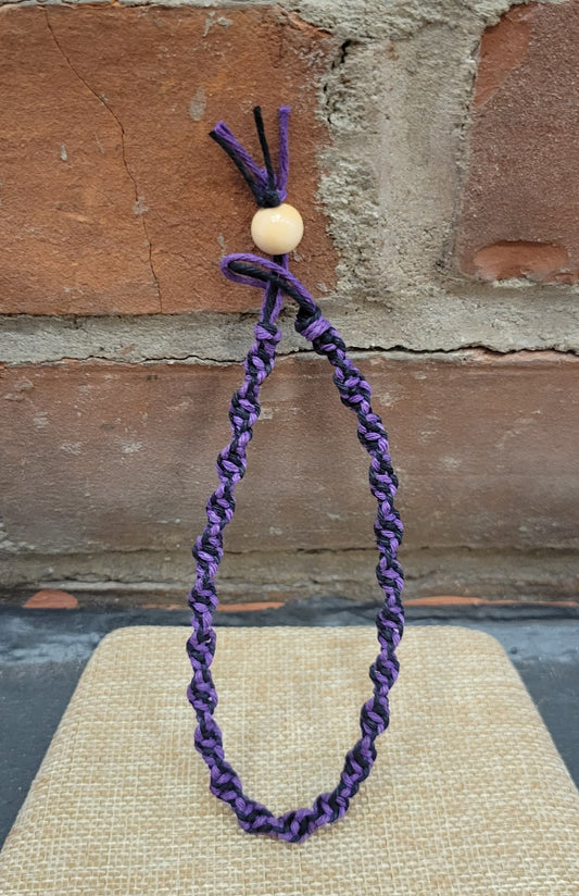 9 Inch Hemp Bracelet *Purple and  Black*