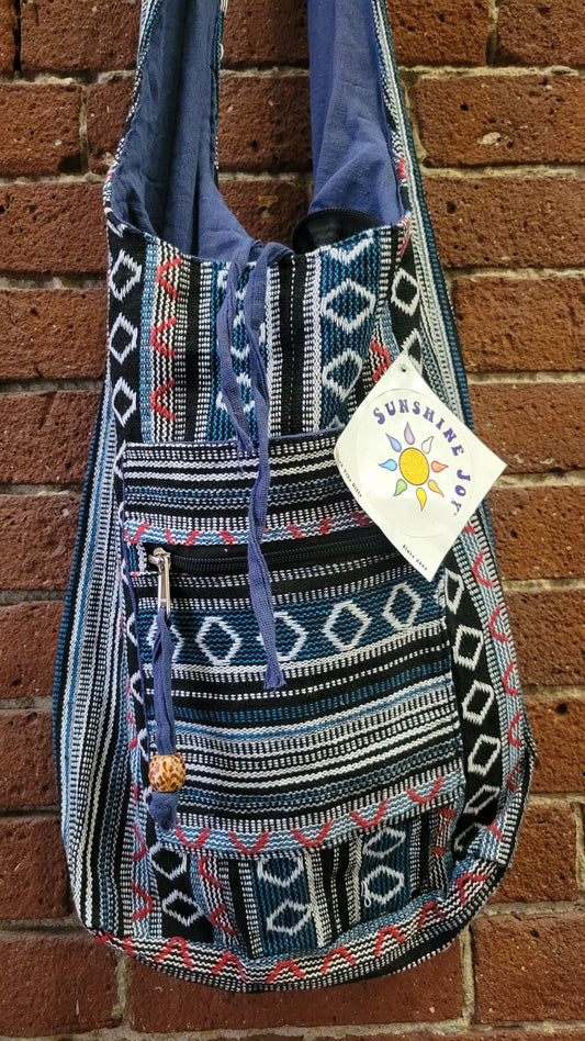 Woven Zip Top Hobo Shoulder Bag *Blue*