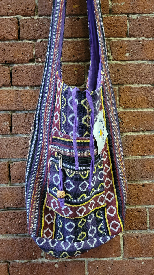 Woven Zip Top Hobo Shoulder Bag *purple*